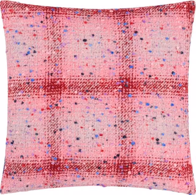 Make it a Home Connie Check Jacquard Feather Rich Square Cushion in Pink and Blue