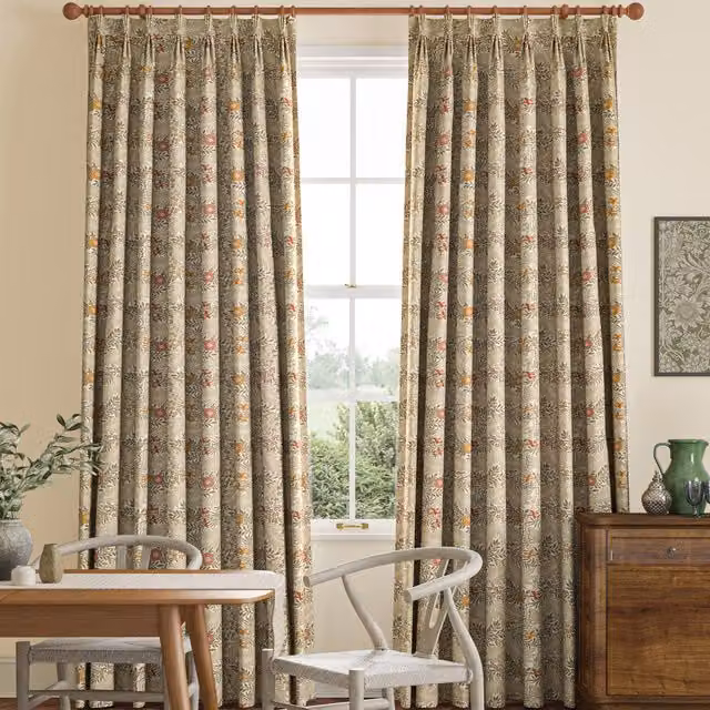 William Morris Larkspur Made to Measure Blackout Eyelet Curtains in Acorn Cotton Floral Fabric