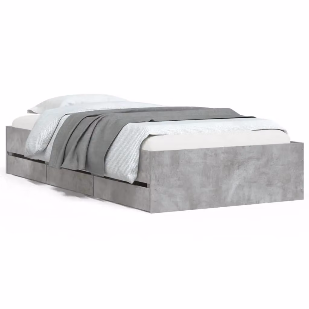 Berkfield Home Small Single Bed Frame with Drawers, Concrete Grey, W: 75 cm x L: 190 cm – 2