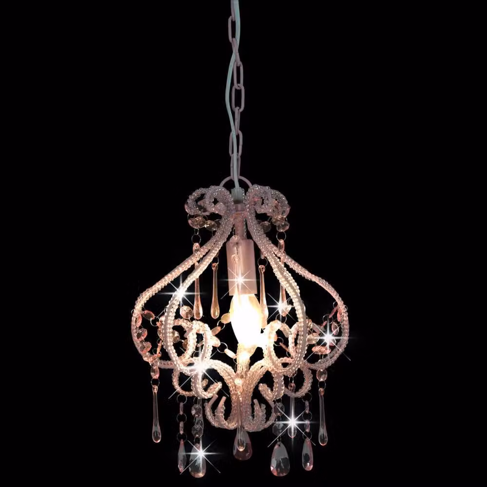 Berkfield Home Round Pink Glass and Metal Ceiling Lamp with E14 Bulb Holder – 2