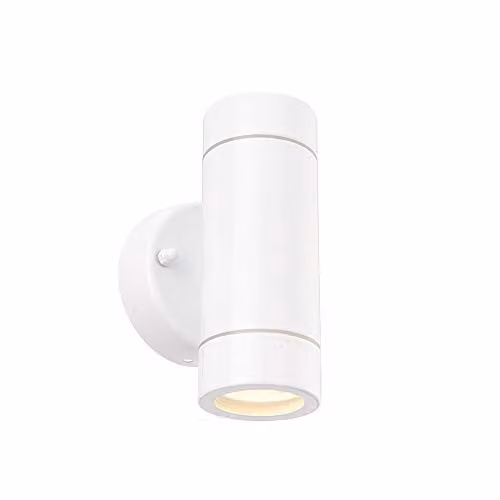 Netlighting Palin Up and Down Outdoor Wall Light in Gloss White Stainless Steel and Glass with GU10 LED Compatibility (IP44)