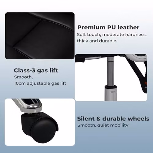 Levede Executive Office Chair in Black with Footrest, Ergonomic PU Leather Recliner and 360 Degree Swivel – 9