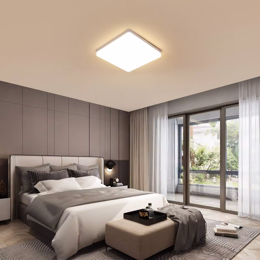 COMELY Square LED Ceiling Light, Warm White, IP44 Waterproof, White – 3