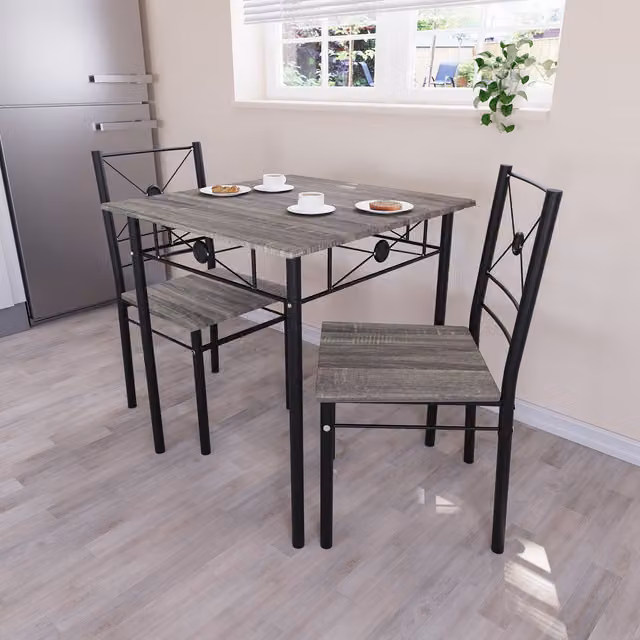 Vida Designs Modern Grey Rectangular Dining Set with Table and 3 Chairs