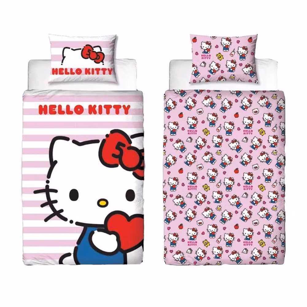 Hello Kitty Reversible Single Duvet Cover and Pillowcase Set, Pink and Multicolour, W/D/H: 90 x 200 cm – 2