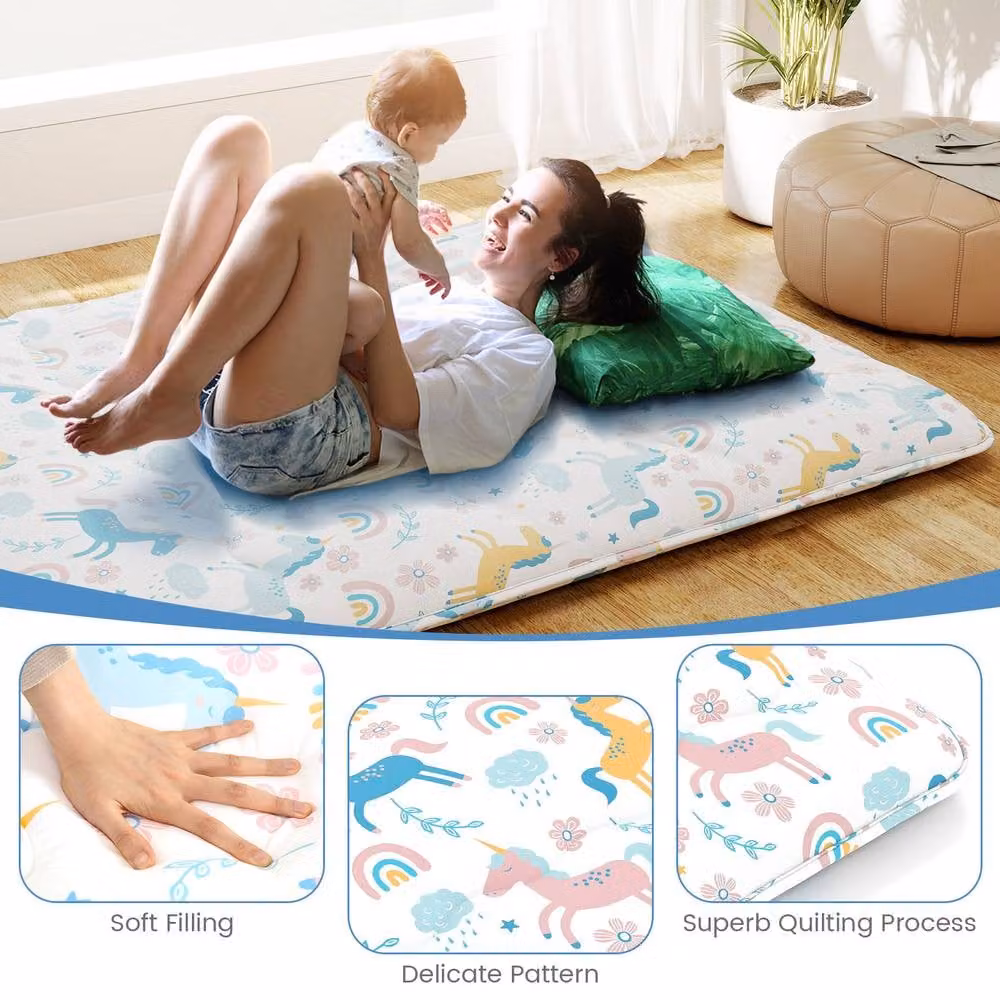 Costway King Size Japanese Floor Futon Mattress, Multicolour, W/D/H: 190 x 135 x 10 cm – 4