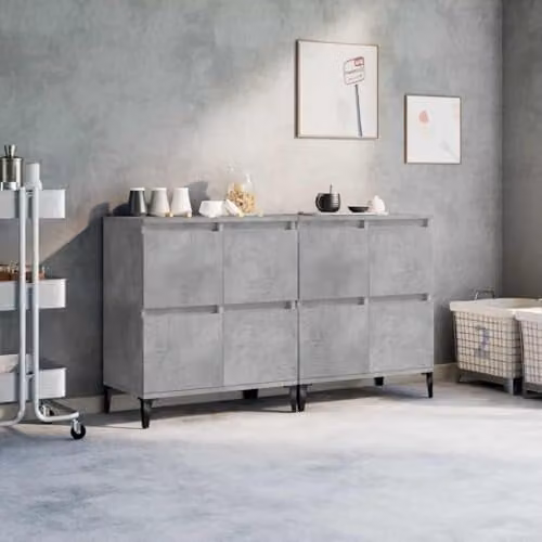vidaXL Set of 2 Modern Sideboards in Concrete Grey, W/D/H: 60 x 35 x 70 cm – 2