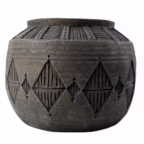 Botanik Luxury Geometric Ceramic Indoor Planter Cachepot in Rustic Square Design, H 37.0 cm x W 27.0 cm x D 27.0 cm