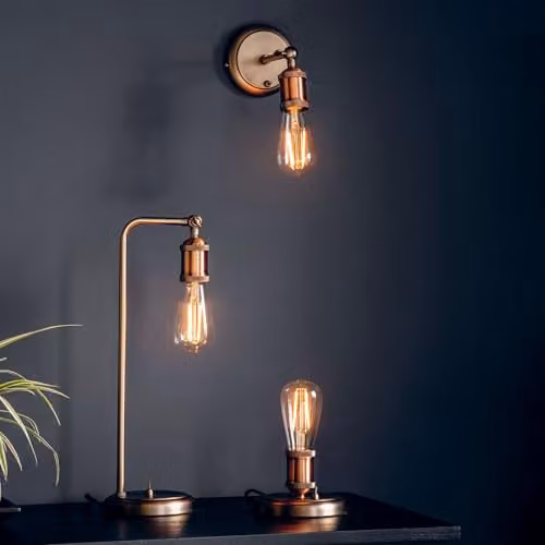 Endon Industrial Style Adjustable Copper and Silver Metal Tabletop Lamp – 5