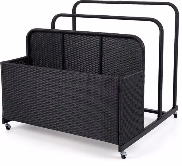 Costway Wicker Patio Pool Float Storage Organizer Caddy Basket in Black