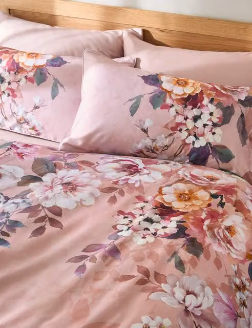M&S Adelie Floral Pure Cotton Bedding Set, Pink Mix, Single (3 ft)
