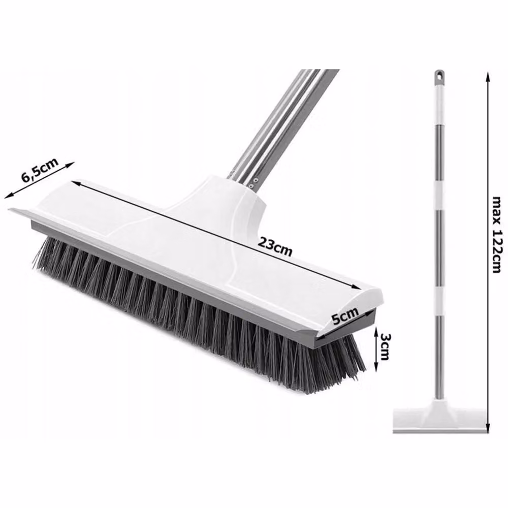 KORVIXA 2-in-1 Telescopic Long Handle Floor Scrub Brush and Scrubber with Stainless Steel Handle, White – 2