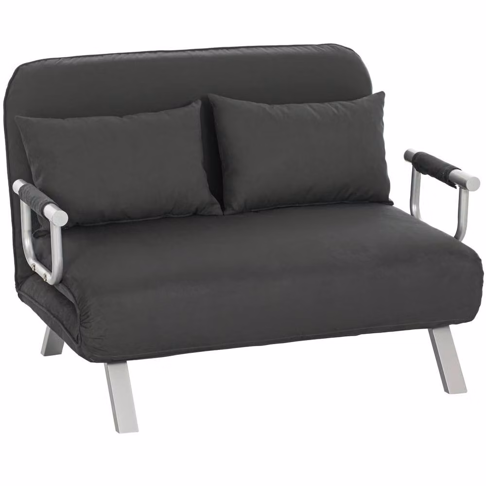 Wyld Haus Fiyo 2 Seater Click Clack Sofa Bed in Anthracite Grey with Microfibre Fabric and Scatter Cushions, W/D/H: 111 x 80 x 78 cm – 2