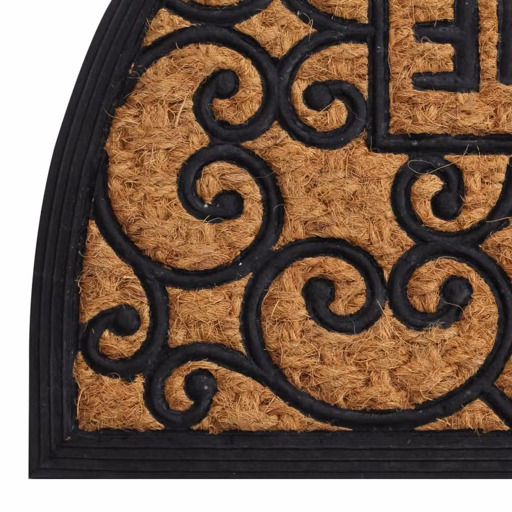 Berkfield Home Semicircular Half Round Door Mat in Brown and Black, Rubber and Coir, W: 75 cm, D: 45 cm – 4