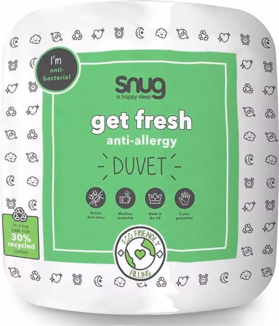 Snug White Single 10.5 Tog Hollow Fibre Antibacterial Duvet Quilt