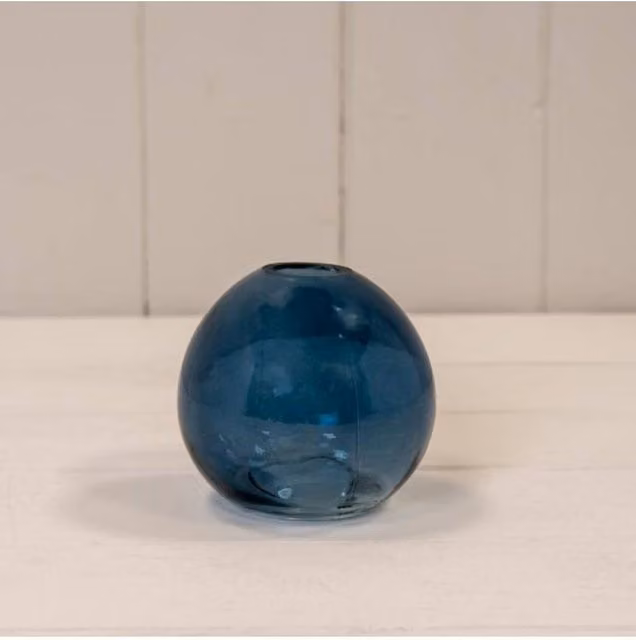 KDMD Blue Round Globe Glass Vase