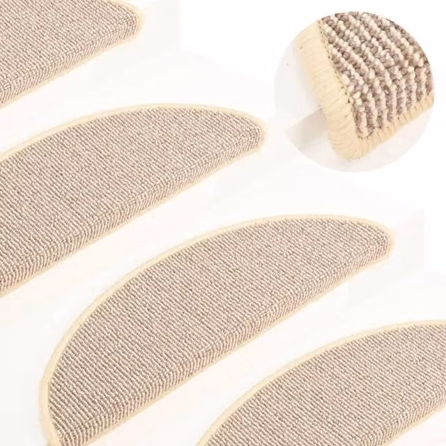 Berkfield Home Self-Adhesive Carpet Stair Treads, 15 Pieces, White and Brown, W: 65 cm, D: 21 cm, H: 4 cm