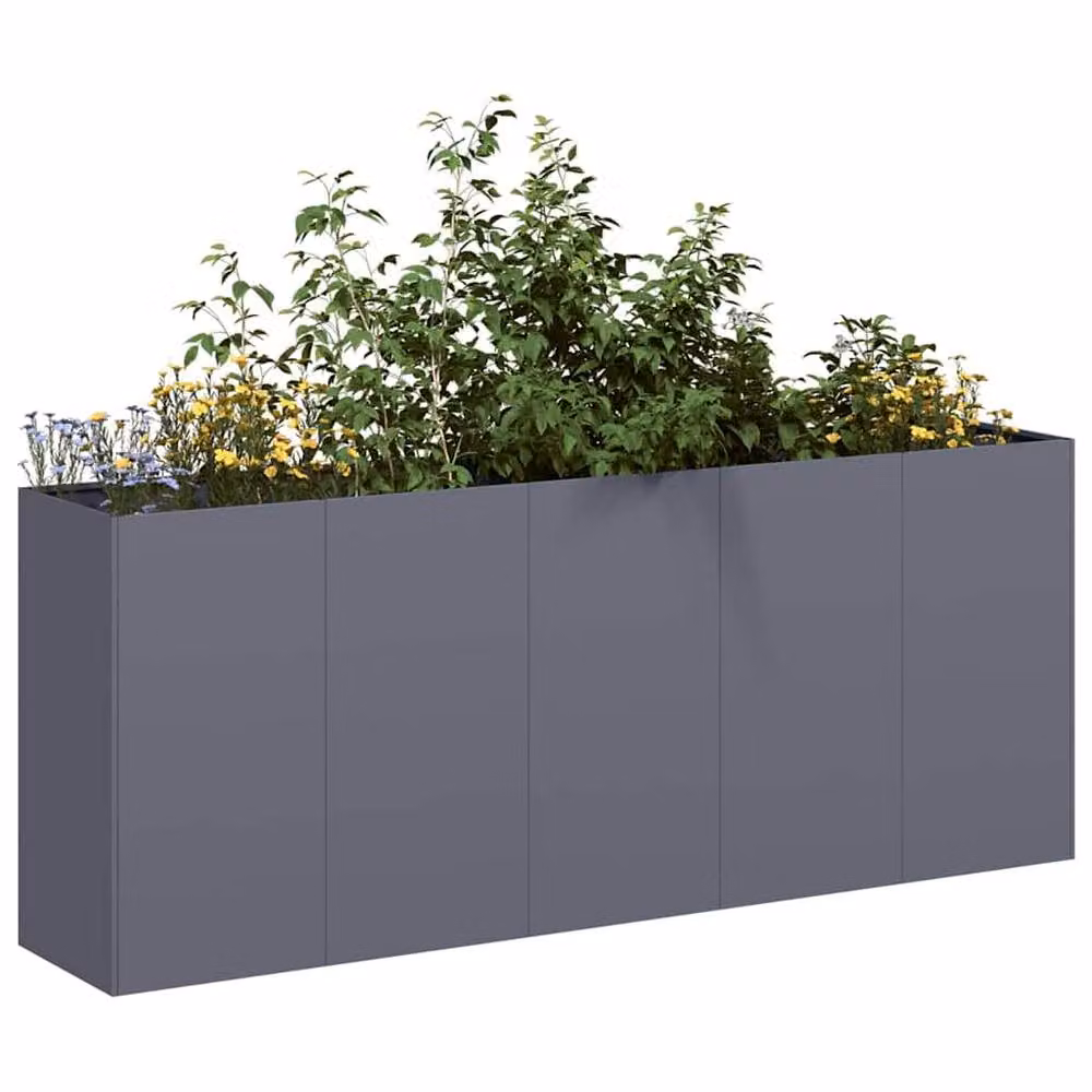 Berkfield Home Anthracite Steel Planter Tub, W/D/H: 200 x 40 x 80 cm – 2