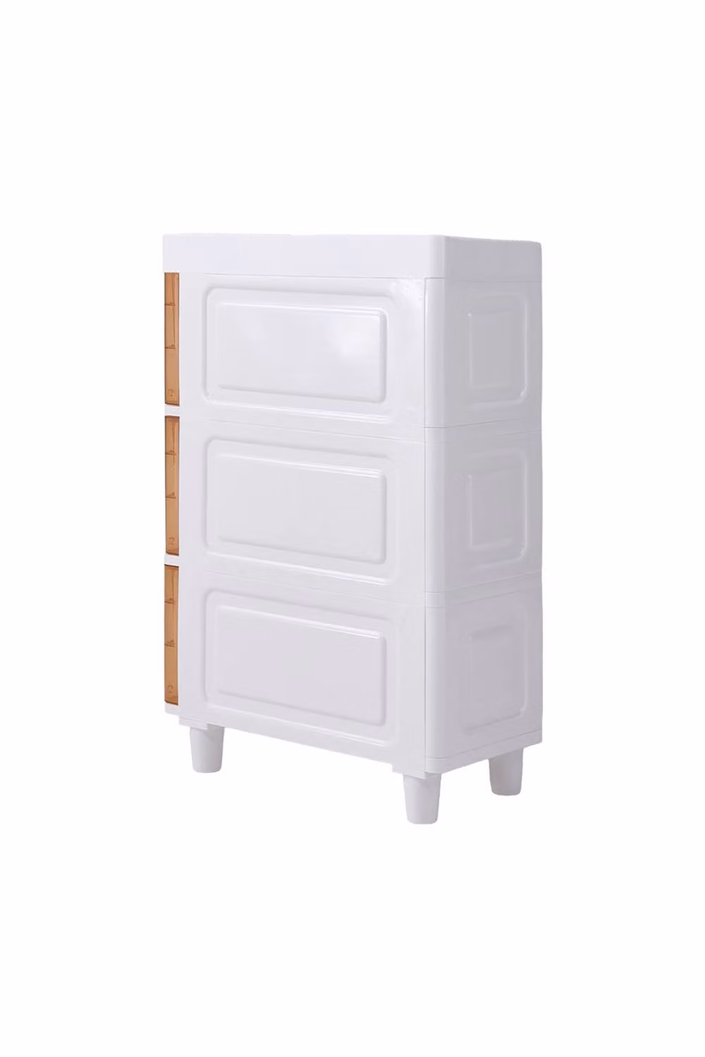 Garden Sanctuary Modern 3-Tier Narrow Freestanding Storage Cabinet with Drawers in White and Gold – 2