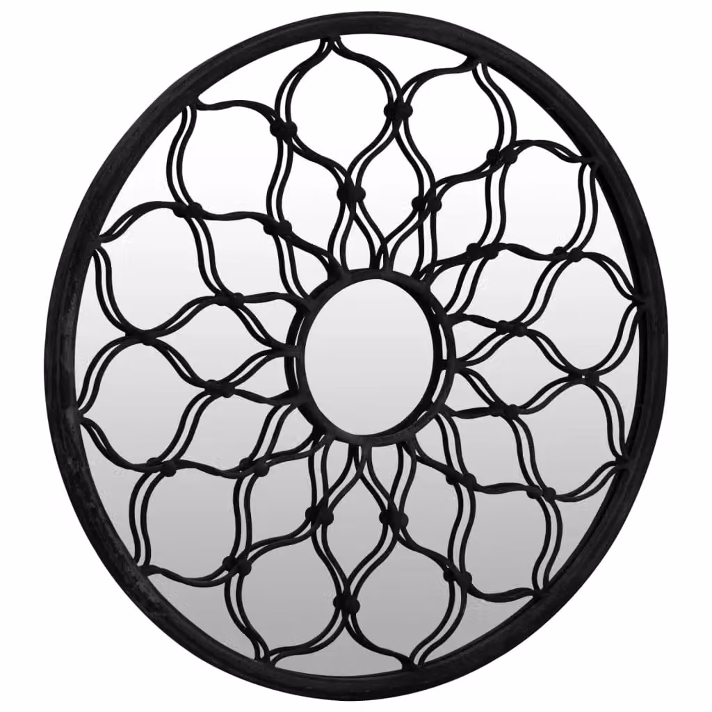 Berkfield Home Round Metal Wall Mirror in Black, Diameter: 40 cm – 3