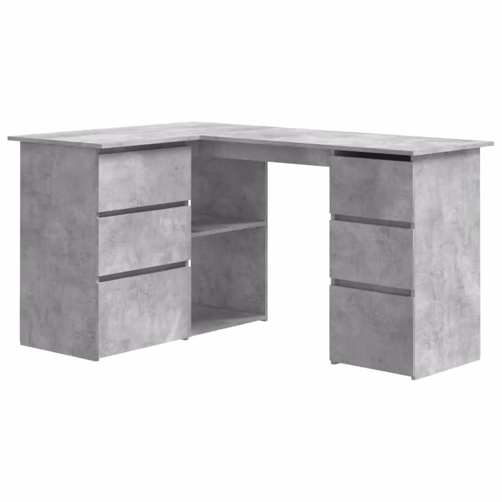 Berkfield Home Corner Desk in Concrete Grey, W/D/H: 145 x 100 x 76 cm – 2