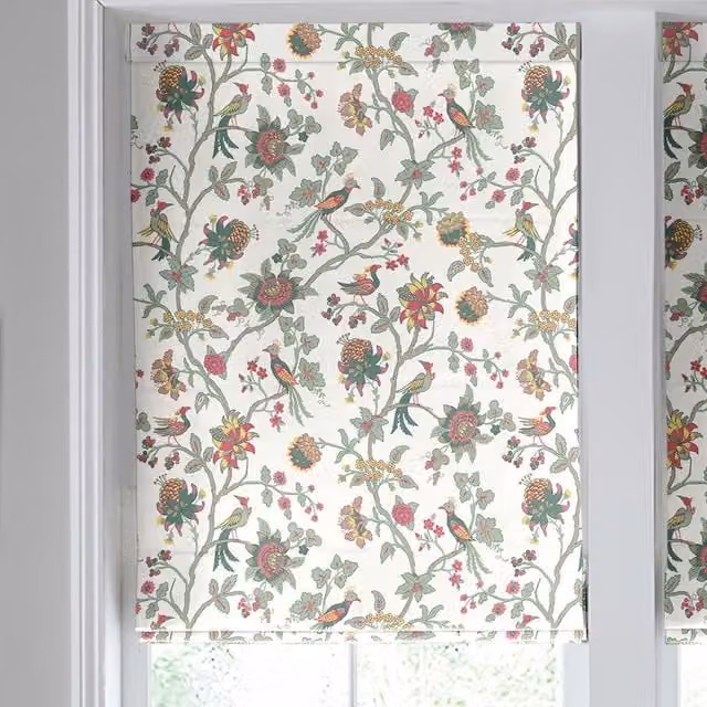 Laura Ashley Emperor Made to Measure Blackout Roman Blind in Peony Floral Cotton Multicolour and Green