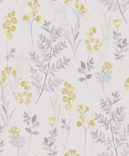 Holden Decor Pashley Grey and Gold Floral Botanical Wallpaper