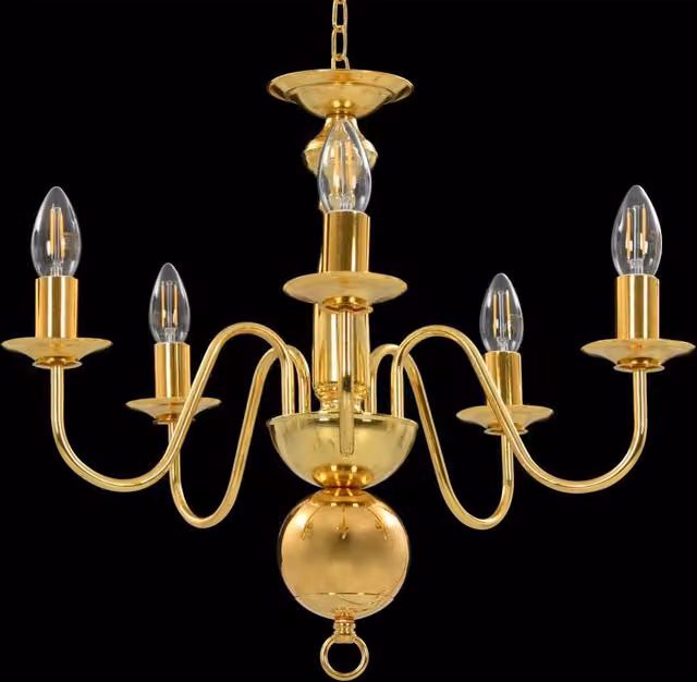 Berkfield Home Elegant Gold Chandelier with 5 x E14 Bulbs – 1