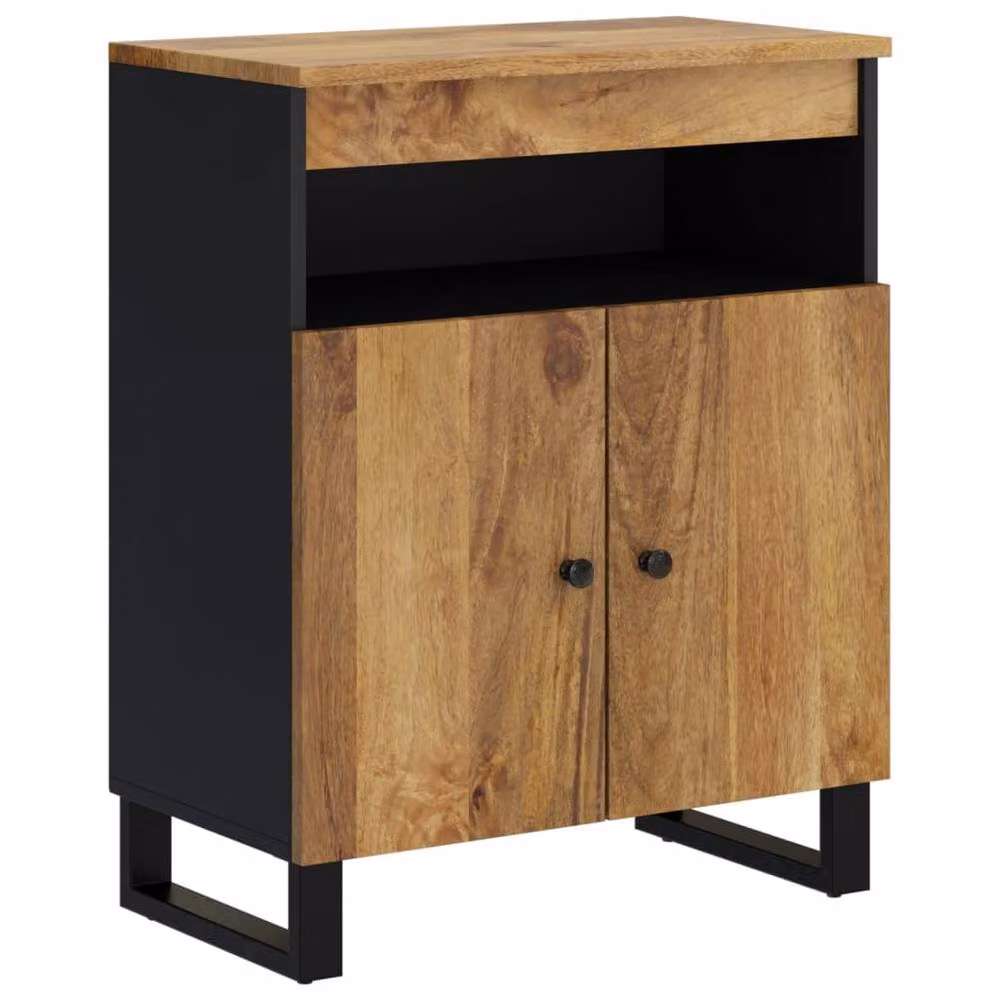 Berkfield Home Solid Mango Wood Sideboard with 2 Doors, Brown, W/D/H: 60 x 33 x 75 cm – 2