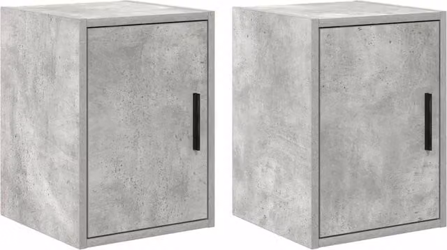 Berkfield Home Wall Mounted Garage Cabinets, 2 Piece Set in Concrete Grey Engineered Wood – 1