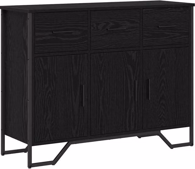Berkfield Home Black Oak Sideboard, W/D/H: 97 x 32.5 x 74.5 cm