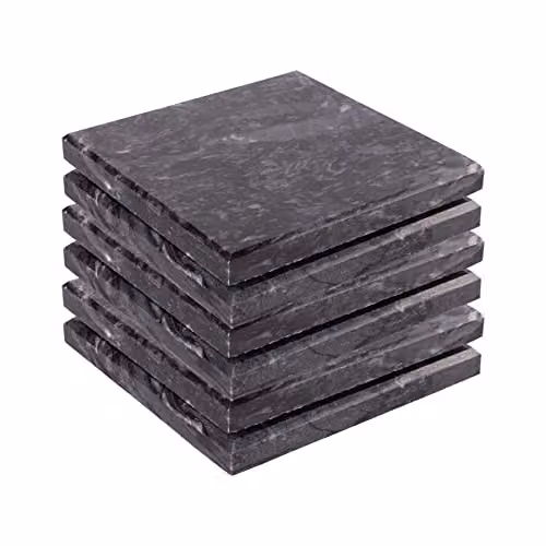 Argon Tableware Black and White Marble Square Coasters, Pack of 6, Diameter: 10 cm