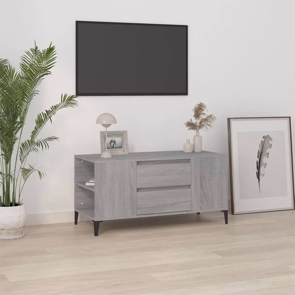 Berkfield Home Grey Sonoma TV Cabinet in Engineered Wood W/D/H: 102 x 44.5 x 50 cm – 2