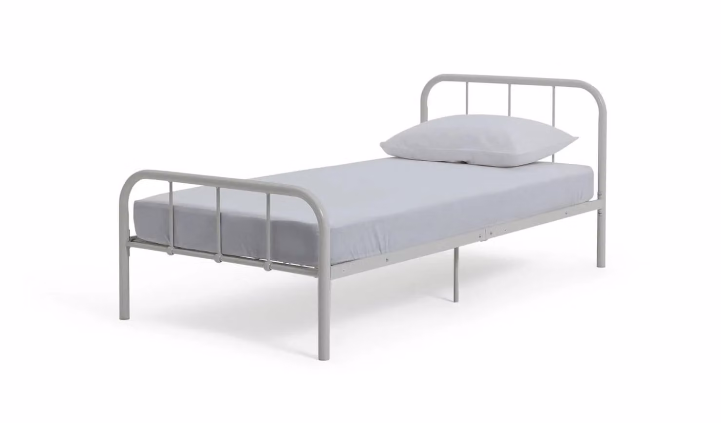 Charlie Single Metal Bed Frame in White for Childrens Rooms, W/D/H: 90 x 190 cm
