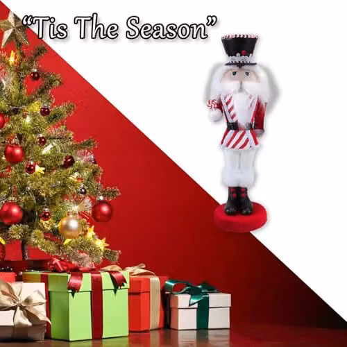 VFM e-Store Christmas Nutcracker Decoration, Multicolour Striped Freestanding Ornament, H 41 cm x W 13 cm x D 13 cm – 6
