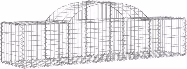 Berkfield Home Decorative Arched Gabion Baskets, 10 Piece Set, Silver Galvanised Steel, W/D/H: 200 x 50 x 40-60 cm – 1