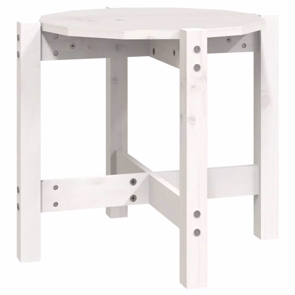 Berkfield Home Beautiful Round White Solid Pine Coffee Table, Diameter: 52.5 cm, Height: 45 cm – 2