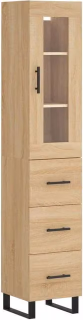 Berkfield Home Sonoma Oak Highboard in Light Brown, W/D/H: 34.5 x 34.5 x 180 cm