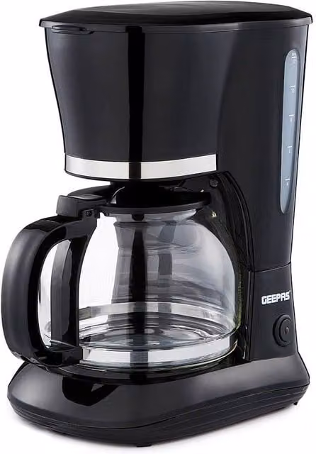 Geepas Filter Coffee Machine with Glass Jug and Auto Shut-Off, Black, 1.5 l – 1