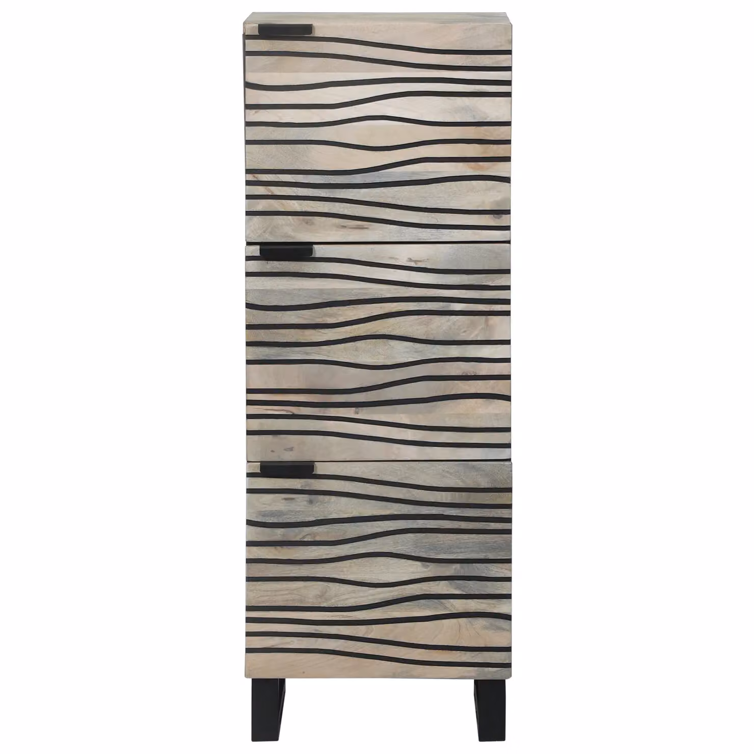 Berkfield Rustic Mango Wood and Metal Media Storage Cabinet in White and Black – 2