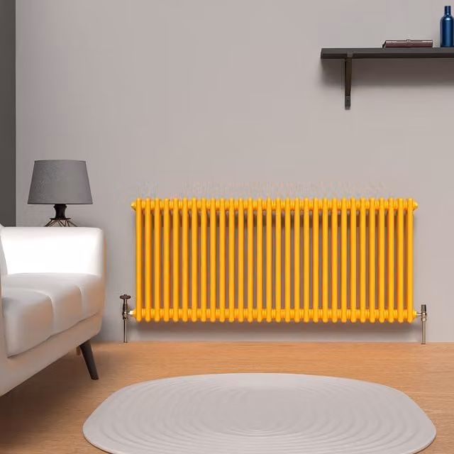 Lux Heat Horizontal Column Radiator in Sunflower Yellow, 3 Column, H x W: 137 x 60 cm