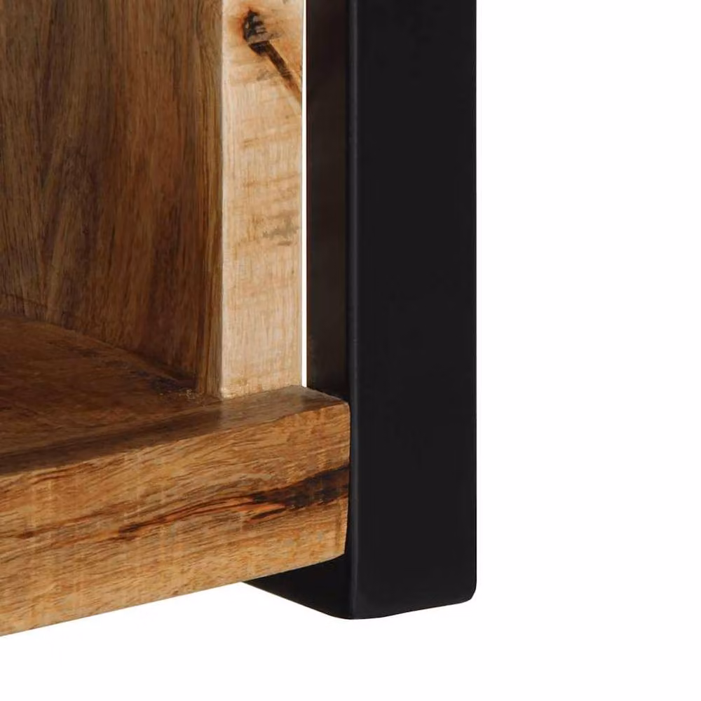 Berkfield Home Industrial TV Cabinet in Brown Solid Mango Wood and Metal, W/D/H: 80 x 30 x 35 cm – 6