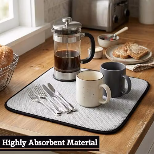 Premier Housewares Grey Rectangular Water Absorbent Dish Drying Mat – 3