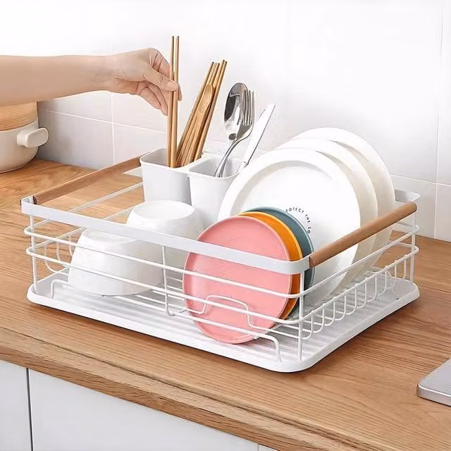 Kelvenix White Coated Steel Dish Drainer Rack Kitchen Sink Drying Rack – 1