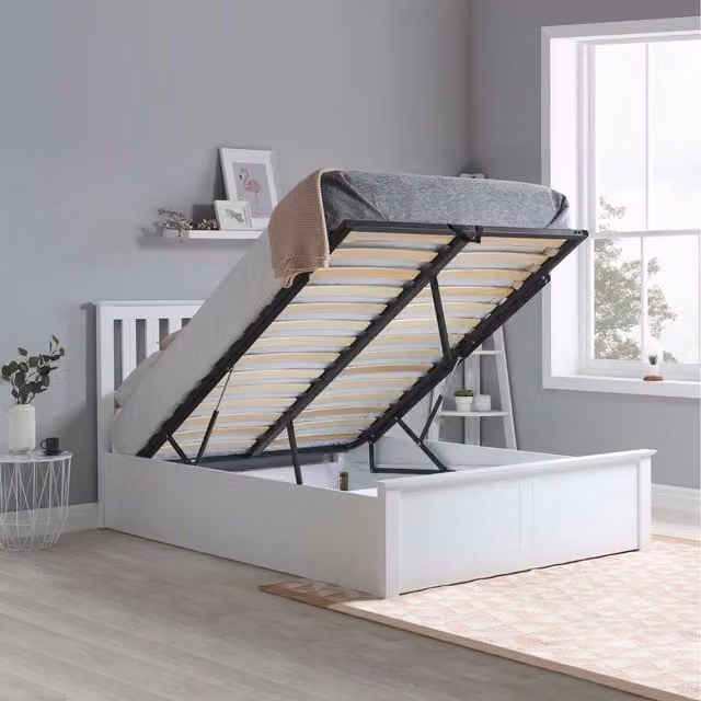 Birlea Phoenix Nebula Small Double Ottoman Bed and Mattress Bundle in White
