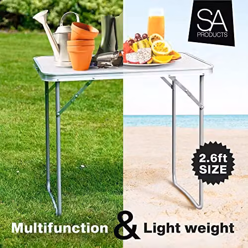 Pelle & Sol Utility Folding Table with Aluminium Frame, White – 4