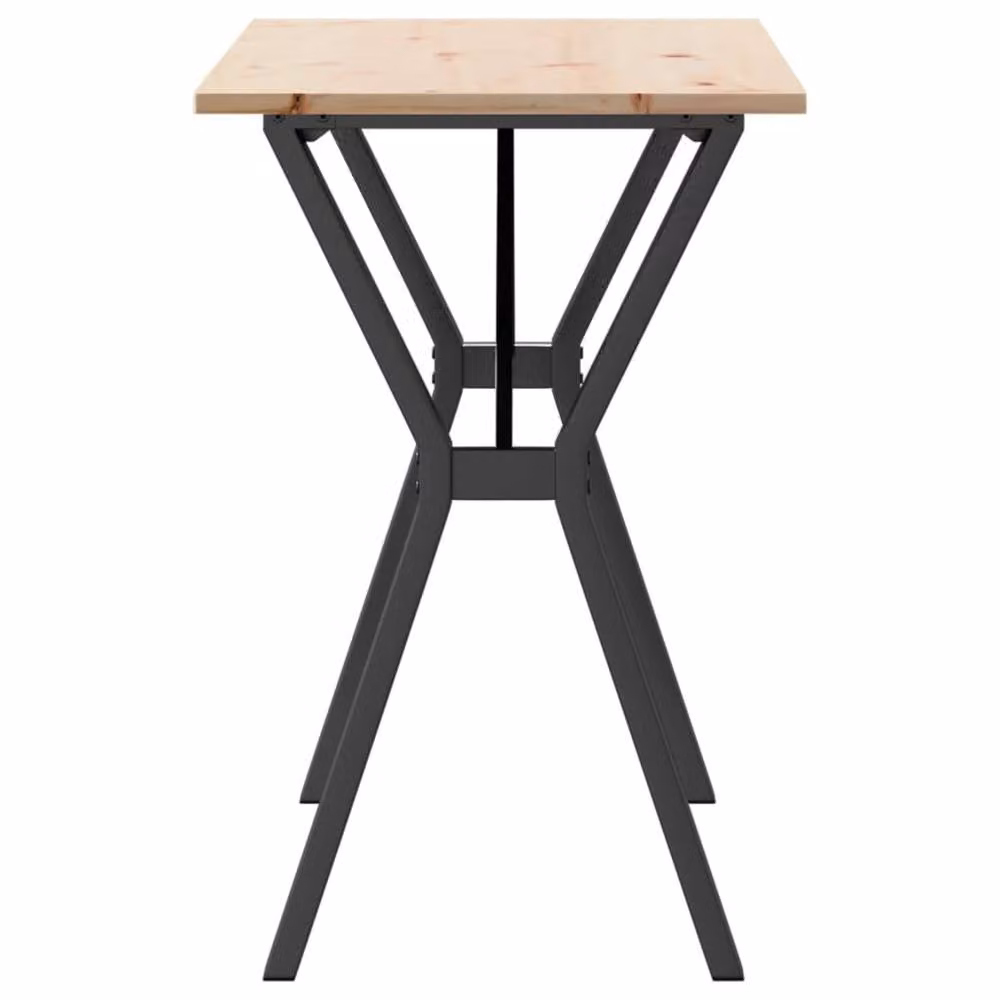 Berkfield Home Rustic Rectangular Dining Table in Brown with Solid Pine Wood and Steel X-Frame, W/D/H: 100 x 50 x 75 cm – 4