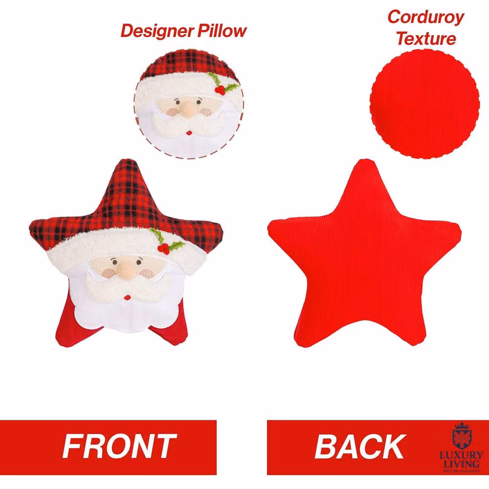 Luxor Living Red Star-Shaped Christmas Cushion, W/D/H: 45 x 45 x 1 cm – 3
