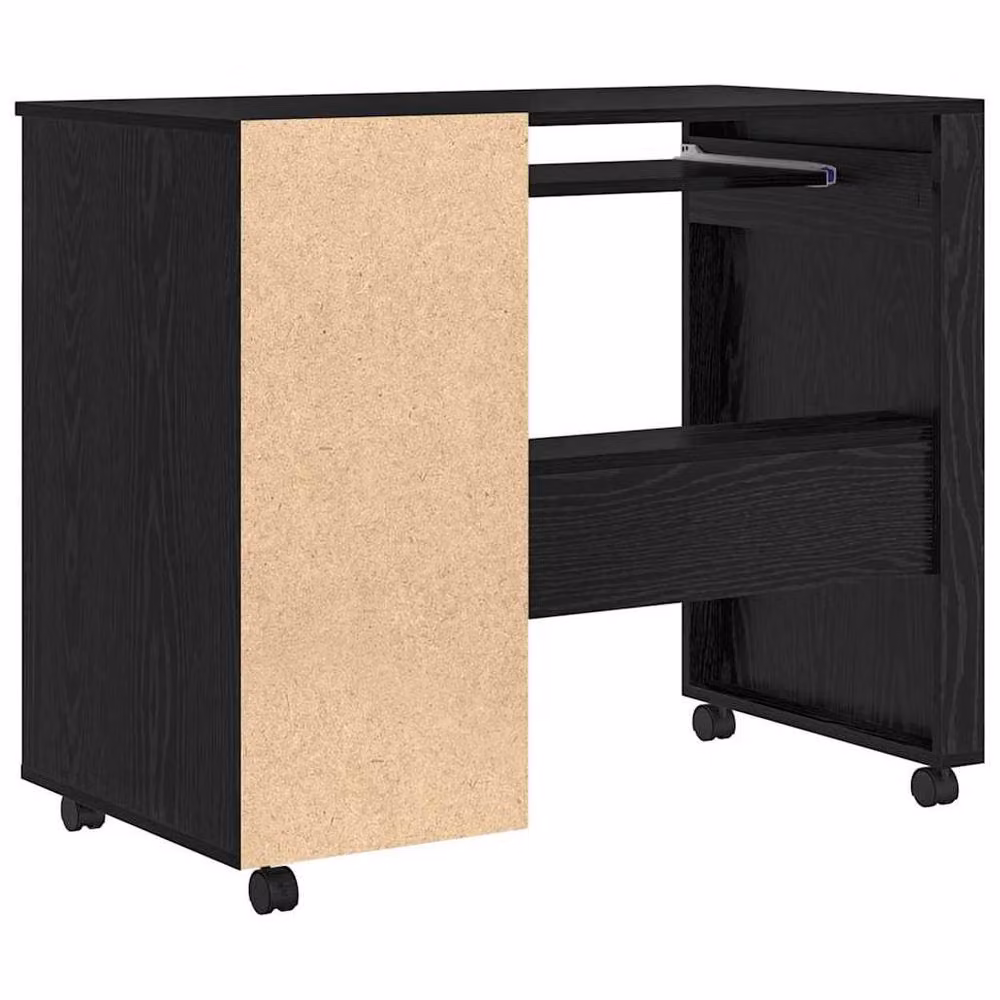Berkfield Home Black Oak Computer Desk in Black Oak and Metal – 6