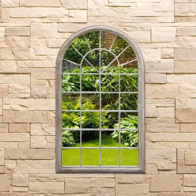 Charles Bentley Athens Arch Outdoor Wall Decorative Mirror in Natural, W/D/H: 75 x 4 x 131 cm – 1